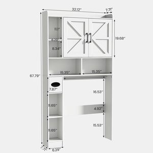Armario de almacenamiento SENYU blanco sobre el inodoro con puertas y estantes, estilo rústico, organizador de baño que ahorra espacio - Product Image 3