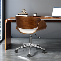 Chaise de bureau pivotante en bois courbé, chaise de bureau moderne en bois courbé avec revêtement en tissu, hauteur réglable, chaise de bureau à domicile, chaise d'ordinateur