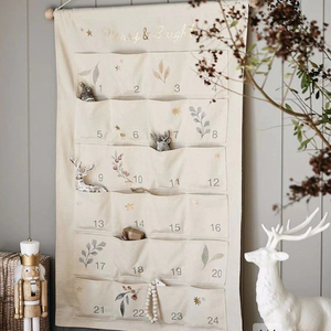 Calendrier de compte à rebours de Noël en toile réutilisable avec poches Calendrier de l'Avent suspendu <span class=keywords><strong>vide</strong></span> personnalisé pour la décoration intérieure de Noël - Product Image 4
