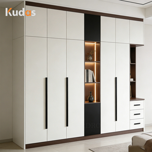 Armario Moderno de Diseño Blanco, Organizador de Ropa, Mueble de Dormitorio con Acabado en Laca Blanca y Luz LED - Product Image 2