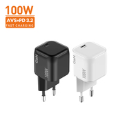 Adaptor Daya Vina Colokan UK Port Tunggal USB-C 100W GaN Pengisian Cepat PD 3.0 Bersertifikasi KC pengisi daya nirkabel Bisnis untuk OnePlus