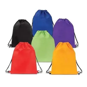 高品質ポリエステルドローストリングカスタムスポーツバックパックジムバッグ防水ロゴプロモーションフィットネスドローストリングバッグ