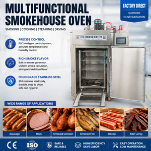 Four à fumage industriel automatique de 30 kg pour <span class=keywords><strong>chorizo</strong></span>, bratwurst, salami, saucisses, atelier de transformation alimentaire - Product Image 1