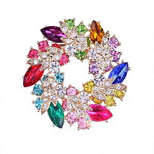 Koreaanse stijl trendy luxe kleurrijke Bauhinia bloem grote krans kristal vergulde broche dames zijden sjaal pin milieuvriendelijke legering - Product Image 1