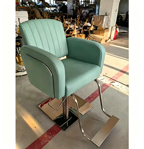 Silla de Peluquería de Cuero Verde <span class=keywords><strong>Menta</strong></span> de Alta Gama, Moderna, con Altura Ajustable Hidráulica y Reposapiés - Product Image 3