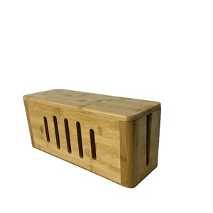 Eco- Friendly Bamboo Magnetic Cable Box Organizer for Home Office