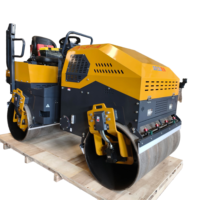 Compacteur vibrant diesel à double tambour de 1 tonne, mini-compacteur de sol et d'asphalte, machine de compactage de surface de chaussée, à conducteur marchant