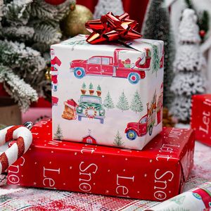 Burymento Christmas <b>Wrapping</b> <b>Paper</b> 17 In X 32.8 Ft Reversible Santa Car Design Gift Wrap For Holiday Crafting - Product Image 3
