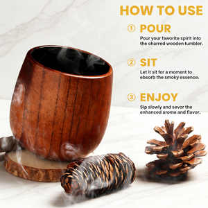 كأس ويسكي خشبي مصنوع يدويًا من خشب البلوط عالي الجودة بشعار مخصص، كأس ويسكي خشبي محروق كهدية للرجال - Product Image 2