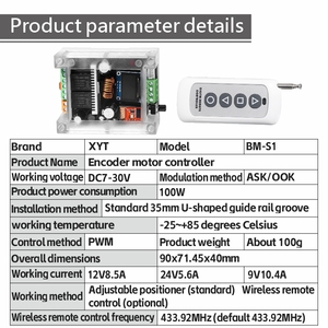 Xyt BM-S1 एन्कोडर मोटर नियंत्रक dc 9v 12v 24v 5.6-10.4a आपातकालीन स्टॉप फ़ंक्शन/डीसी मोटर के लिए उलट किया जा सकता है - Product Image 2