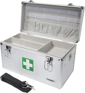 صندوق أدوات جديد من سبائك الألومنيوم للطوارئ, صندوق أدوات جديد عالي الجودة من سبائك الألومنيوم للطوارئ صندوق طبي مع حواف معدنية داخلية