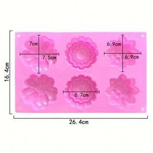 Moule en silicone écologique à 6 cavités, formes de fleurs variées, pour savon 3D, ustensiles de cuisine, outils, moule à gâteau, résine, sans BPA, OEM/ODM - Product Image 2