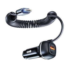 Caricatore <span class=keywords><strong>per</strong></span> <span class=keywords><strong>Auto</strong></span> Ricarica Rapida USB <span class=keywords><strong>per</strong></span> <span class=keywords><strong>iPhone</strong></span> 96W QC3.0 con Cavo a Spirale da 1,8M 3 Porte Produzione di Fabbrica - Product Image 1