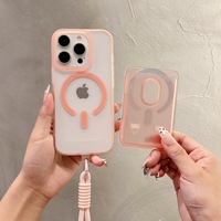 Étui de téléphone magnétique 3-en-1 antichoc avec porte-cartes et cordon pour iPhone 17, 16, 15, 14, 13, 12 Pro Max, 15 Plus, 14, 13, 12 Pro