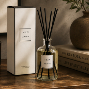 Diffuseur de parfum d'ambiance Aikun en verre transparent avec bâtonnets, pour chambre, hôtel, bureau, parfum longue durée, coffret cadeau, vente en gros - Product Image 1