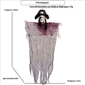 Décoration suspendue de fantôme pirate à un œil brillant pour Halloween, effrayant et effrayant pour les fêtes à thème dans les maisons. - Product Image 2