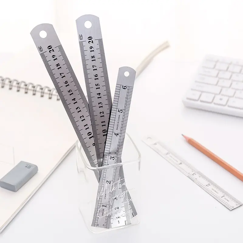 Stainless Steel Ruler 15/20/30 cm Metal Long Ruler Student Stationery Scale Drawing Measuring ruler