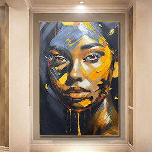 Original Art fait à la main moderne <span class=keywords><strong>homme</strong></span> Figure Portrait haute qualité lunettes de soleil taille personnalisée peinture à l'huile maison décoration murale - Product Image 6