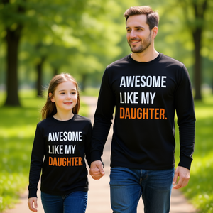 Camiseta de manga larga para hombre con estampado digital de cuello redondo, regalo para el Día del Padre, Awesome Like My Daughter - Product Image 3