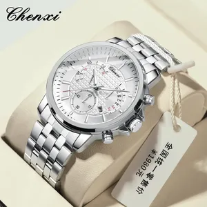 CHENXI 058 Luxury Business Man Wristwatches Quartz Clock Waterproof Luminous Date Week Watch For Men Leather Men's Watches Reloj