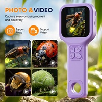 Inskam 392 Pocket Mini Plastic Microscope 500x Manual Focus 2MP Digital with 2.4 Inch IPS Screen for Kids Gifts