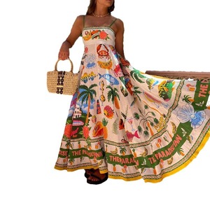 Nuovo Abito Casual Senza Colletto con Stampa Animalier a Vita Alta per Donna in Misto Lino 9 Colori per il Commercio Estero Transfrontaliero 2026 - Product Image 5