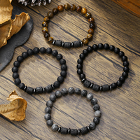 Bracelet en pierre naturelle œil de tigre, diffuseur cylindrique en pierre de lave, bracelet de guérison des chakras, bijoux en pierres précieuses pour hommes