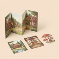 Kit de Stickers 3D Personnalisés Thème Forêt Cottagecore – Stickers DIY Anti-Stress pour Adultes – Kit Paysage Hérisson & Champignons en PET