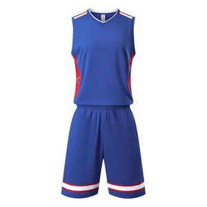 Custom Basketball Uniforms For Men Adults Quick Dry Jersey Training Team Wear Blue Red White Stripe Design - Product Image 1