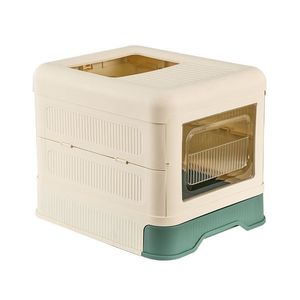 Extra <b>Large</b> Folding Litter <b>Box</b>, Fully Enclosed, Hidden Drawer, Splash-Proof, Square Top-Out Pet Supplies - Product Image 1