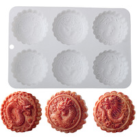 Dragon Phoenix Traditionelle chinesische Muster Silikon Mooncake Form Lebensmittel qualität Silikon form für Mid Autumn Festival Backen
