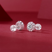 Mewah 925 perak murni kecil Moissanite bunga anting kancing anting pernikahan yang indah untuk pengantin atau hadiah