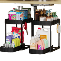 Organiseurs de rangement multi-usages en plastique à tirer pour armoire et évier de salle de bain et de cuisine