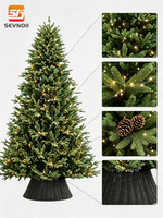 Sapin de Noël artificiel réaliste en PE vert pré-éclairé avec lumières LED blanc chaud