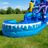 Toboggan aquatique gonflable commercial personnalisable pour extérieur, thème pieuvre, grand format, pour usage humide et sec, avec piscine amovible et souffleur