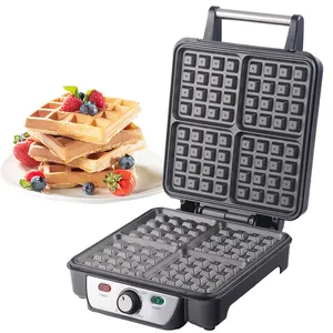 Fluffy Restaurant-Style Waffles in Under 6 Minutes Easily Clean Stainless Steel 4 Slice Non-Stick Waffle Maker