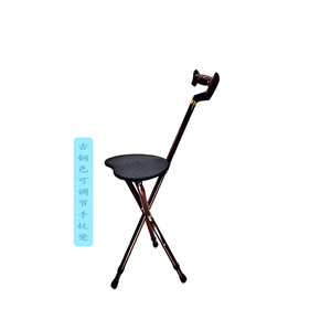 Canne pliante Hengshunhe avec tabouret marron en forme de Z réglable pour soutien à la marche des personnes âgées - Product Image 2