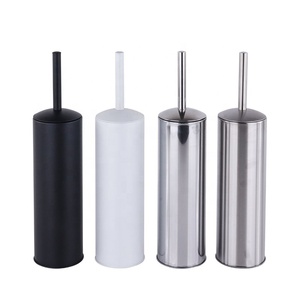 Đứng nhà vệ sinh bàn chải thép không gỉ phòng tắm nhà vệ sinh làm sạch bàn chải màu đen trắng bạc nhà vệ sinh bàn chải với chủ - Product Image 1