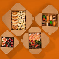 Vente en gros d'usine de pliables en papier kraft biodégradable portables pour l'emballage des aliments chauds