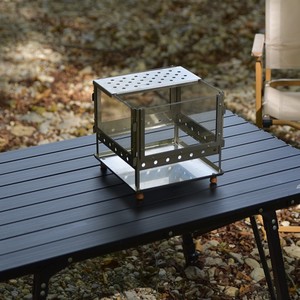 Portable Outdoor Camping <b>Fire</b> Pit Stainless Steel Frame Glass Burner Tabletop Compatible Firewood Fuel - Product Image 3