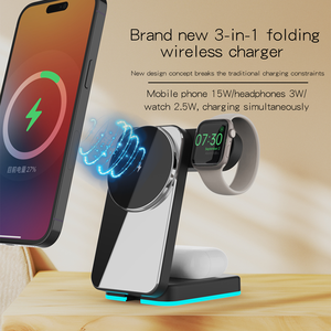 New Three-In-One Smart Watch Charging <b>Stand</b> Wireless Charger Magnetic Holder for Apple Watch Earphones Mobile <b>Phone</b> Vertical - Product Image 4