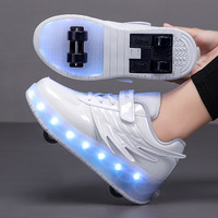 Chaussures à roulettes pour enfants ENEN, roues en PVC, deux roues, lumière LED, rechargeables par USB, chaussures de skate, bleu, taille 28-40 EU, garçons et filles