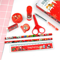 Vente chaude usine : Trousse de papeterie scolaire portable personnalisable avec logo pour enfants, ensemble complet d'outils d'étude incluant crayon, gomme, règle et ruban adhésif