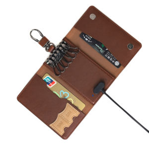 Moda PU Leather Card Holder Chaveiro Organizador Encontre o meu localizador Cintura de negócios pendurado chave saco com encontrar o meu rastreador - Product Image 6