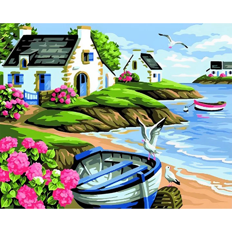 Rose et bleu-Bateaux et paysages