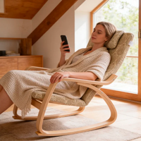 Fauteuil à bascule moderne en bois massif, confortable et abordable, en bois courbé, pour la maison, le balcon et le salon, idéal pour la détente