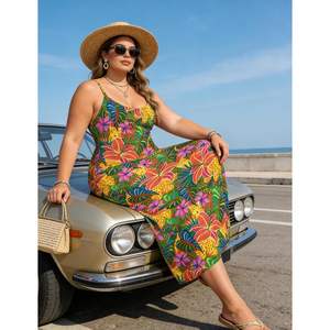 ชุดเดรสยาวสไตล์ฮาวายสำหรับผู้หญิง แบบไม่มีสายคล้องไหล่ ลายดอกไม้ ผ้าชีฟอง เอวทรงเอ็มไพร์ สไตล์โบฮีเมียน สำหรับใส่ไปชายหาดในฤดูร้อน - Product Image 5