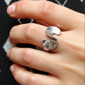 Titanium Steel <b>Ring</b> Geometric Irregular Shape <b>Plain</b> <b>Ring</b> Unisex Everyday Wear Index Finger Jewelry - Product Image 1