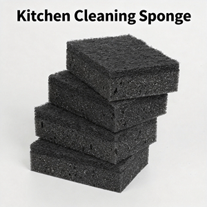 Éponge de cuisine <span class=keywords><strong>poreuse</strong></span> en nid d'abeille à haute absorption, réutilisable, anti-rayures, en algues noires, pour la vaisselle, 10x7x3cm - Product Image 1