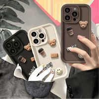 Coque de téléphone antichoc en TPU pour S21 S22 S23 S24 Ultra Plus Pro A73 A53, motif rétro de dessin animé, électroplaté, 3D stéréoscopique, ours mignon
